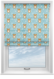 Teddy Trails, Baby Blue - Twist&Fit Roman Blind